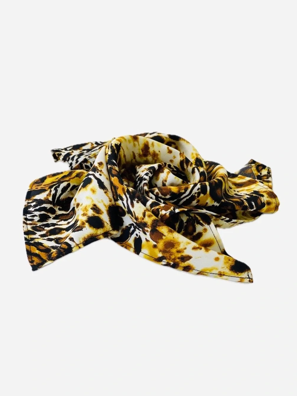 NWT SILKLETTE Animal Print 100% Fine Silk Kerchief Scarf ORANGE/BROWN/BLACK